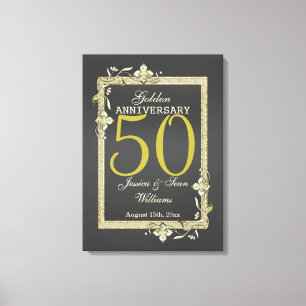 Gold Gem en Glitter 50th Golden Wedding Canvas Afdruk