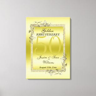 Gold Gem en Glitter 50th Golden Wedding Jubileum Canvas Afdruk