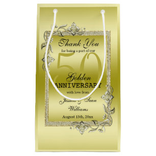Gold Gem en Glitter 50th Golden Wedding Jubileum Klein Cadeauzakje