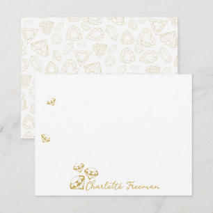 Gold Gem Gepersonaliseerde Script Note-kaarten Notitiekaartje