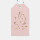 Gold Gemstenen Blush PInk Wedding Favor Bedankt Cadeaulabel (Achterkant)