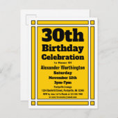 Gold Geometric 30th Birthday Invite Briefkaart (Voorkant / Achterkant)