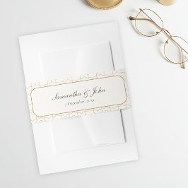 Gold Geometric Arch and Ivory Modern Wedding Uitnodigingen Wikkel