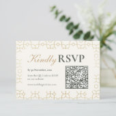 Gold Geometric Arch Wedding RSVP with QR Code (Staand voorkant)