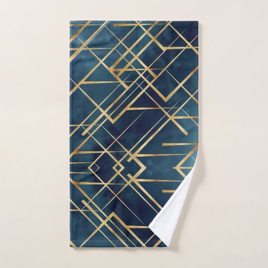 Gold Geometric Blue Design (Serviette à main)