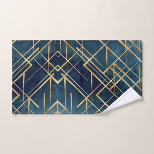 Gold Geometric Blue Design (Serviette à main)