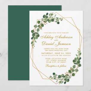 Gold Geometric Botanical Green Eucalyptus Weddensc Kaart