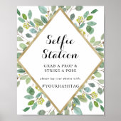 Gold Geometric Calligraphy Selfie Station Sign Poster (Voorkant)