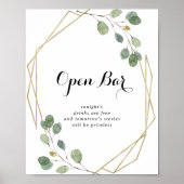 Gold Geometric Calligraphy Weddenschap Open Bar Poster (Voorkant)