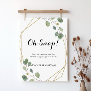 Gold Geometric Calligraphy Wedding Oh Snap Sign Poster
