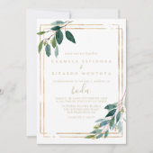 Gold Geometric Chic Eucalyptus Spain Weddenschap Kaart (Voorkant)