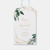 Gold Geometric Chic Eucalyptus Weddenschap Cadeaulabel (Voorkant)