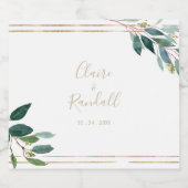 Gold Geometric Chic Eucalyptus Weddenschap Sparkling Wijnetiket (Enkel label)