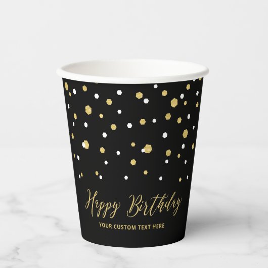 Gold Geometric Confetti Adult Birthday Party Pape Papieren Bekers (Voorkant)
