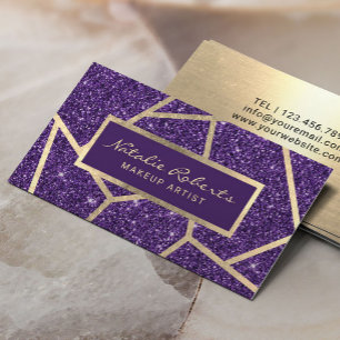 Gold Geometric Deep Paars Glitter Beauty Salon Visitekaartje