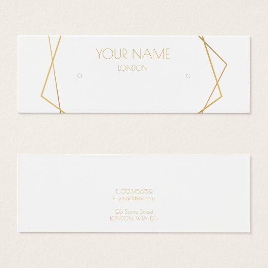 Gold geometric earring display card (Devant & derrière)