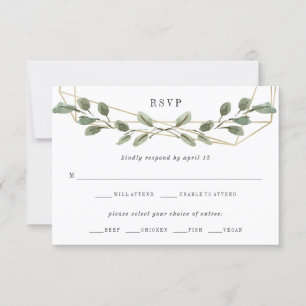 Gold Geometric en Greenery Keuze uit weddenschap RSVP Kaartje
