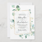 Gold Geometric Eucalyptus Greenery Wedding Kaart (Voorkant)