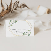Gold Geometric Eucalyptus Weddenschap Place Card