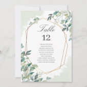 Gold Geometric Eucalyptus Weddenschap Table Number (Voorkant)