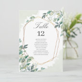 Gold Geometric Eucalyptus Weddenschap Table Number (Staand voorkant)