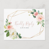 Gold Geometric Flowers Wedding Menu Keuze Reageren (Voorkant)