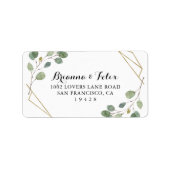 Gold Geometric Foliage Wedding RSVP Address Label (Voorkant)