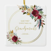 Gold Geometric Foto grootouders eerste Kerstmis Keramisch Ornament (Voorkant)