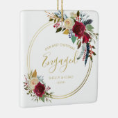 Gold Geometric Foto Ons eerste kerstfeest Keramisch Ornament (Rechts)