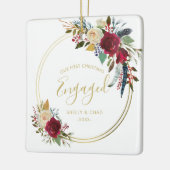 Gold Geometric Foto Ons eerste kerstfeest Keramisch Ornament (Links)