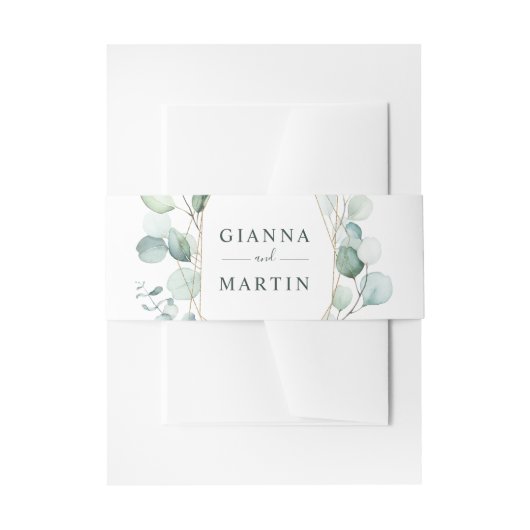 Gold Geometric Greenery Foliage Wedding Uitnodigingen Wikkel (Voorkant Voorbeeld)