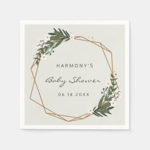 Gold Geometric Greenery Gender Neutral Baby shower Servet