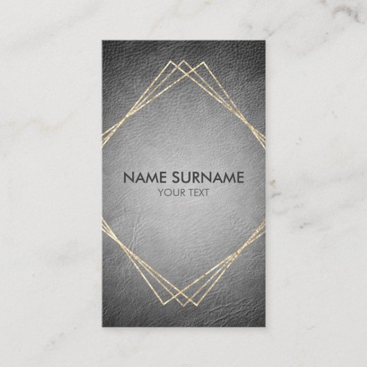 Gold Geometric Leather Vertical Visitekaartje (Voorkant)