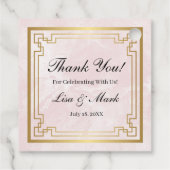 Gold Geometric Lijst Pink Marble Wedding Favor Lab Bedankjes Labels (Achterkant)