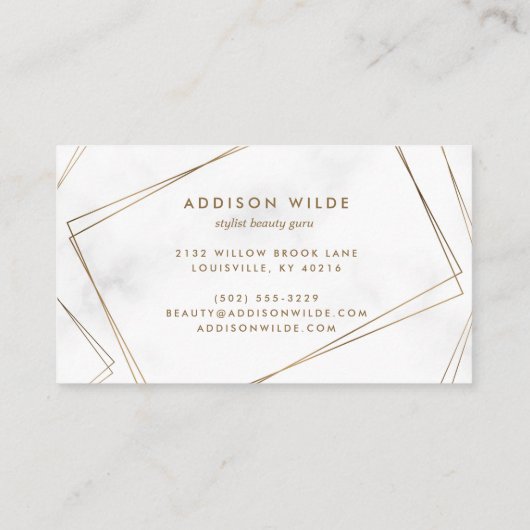 Gold Geometric Marble Abstract Simple Modern Visitekaartje (Achterkant)