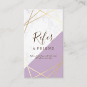 Gold Geometric Marble Lavender Referral Verticaal Visitekaartje (Voorkant)