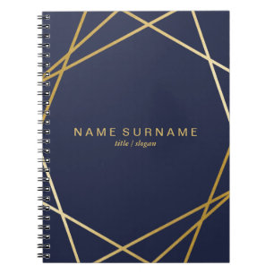Gold Geometric Midnight Blue Spiral Photo Notebook Notitieboek