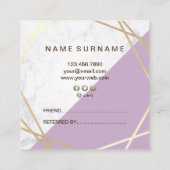 Gold Geometric Pattern Marble Lavender Reference Vierkante Visitekaartje (Achterkant)