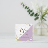 Gold Geometric Pattern Marble Lavender Reference Vierkante Visitekaartje (Staand voorkant)