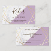 Gold Geometric Pattern Marble Lavender Reference Visitekaartje (Voorkant / Achterkant)