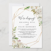 Gold Geometric Peony Floral Elopement Reception Kaart (Voorkant)