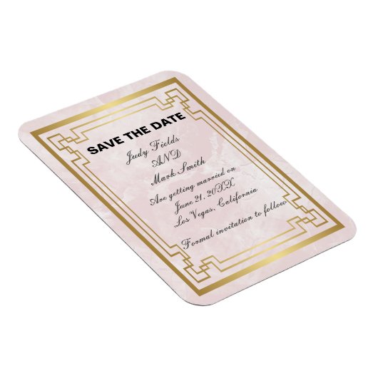 Gold Geometric Pink Marble Wedding Save the Date Magneet (Rechterzijde)