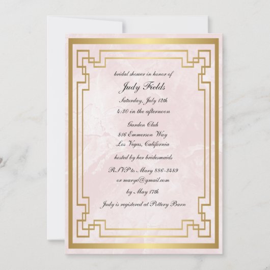 Gold Geometric Pink Marble Wedding Vrijgezellenfee Kaart (Voorkant)