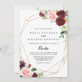 Gold Geometric Spring Floral Spain Wedding Kaart (Voorkant)