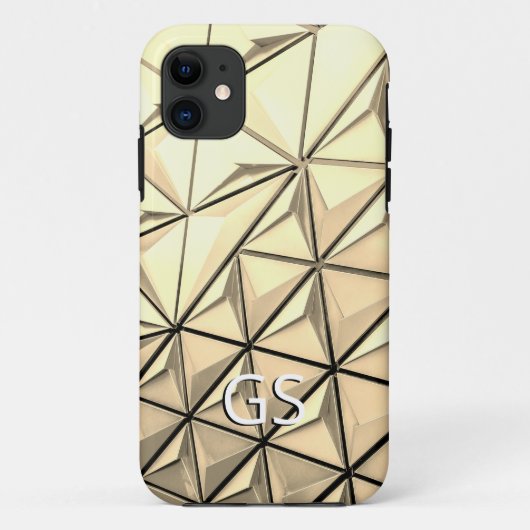 Gold Geometric Triangles, DIY White Monogram Case-Mate iPhone Case (Achterkant)