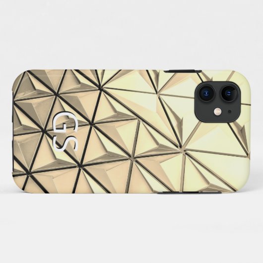 Gold Geometric Triangles, DIY White Monogram Case-Mate iPhone Case (Achterkant (horizontaal))
