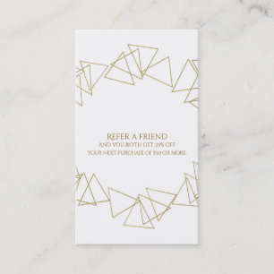 Gold Geometric Triangles Modern Glam Refer Friend Aanbevelingskaartje