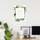 Gold Geometric Tropical Baby shower Welcome Poster (Thuiskantoor)