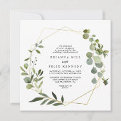 Gold Geometric Tropical Greenery Diamond Wedding Kaart (Voorkant)