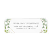 Gold Geometric & Waterverf Eucalyptus Greenery Etiket (Voorkant)